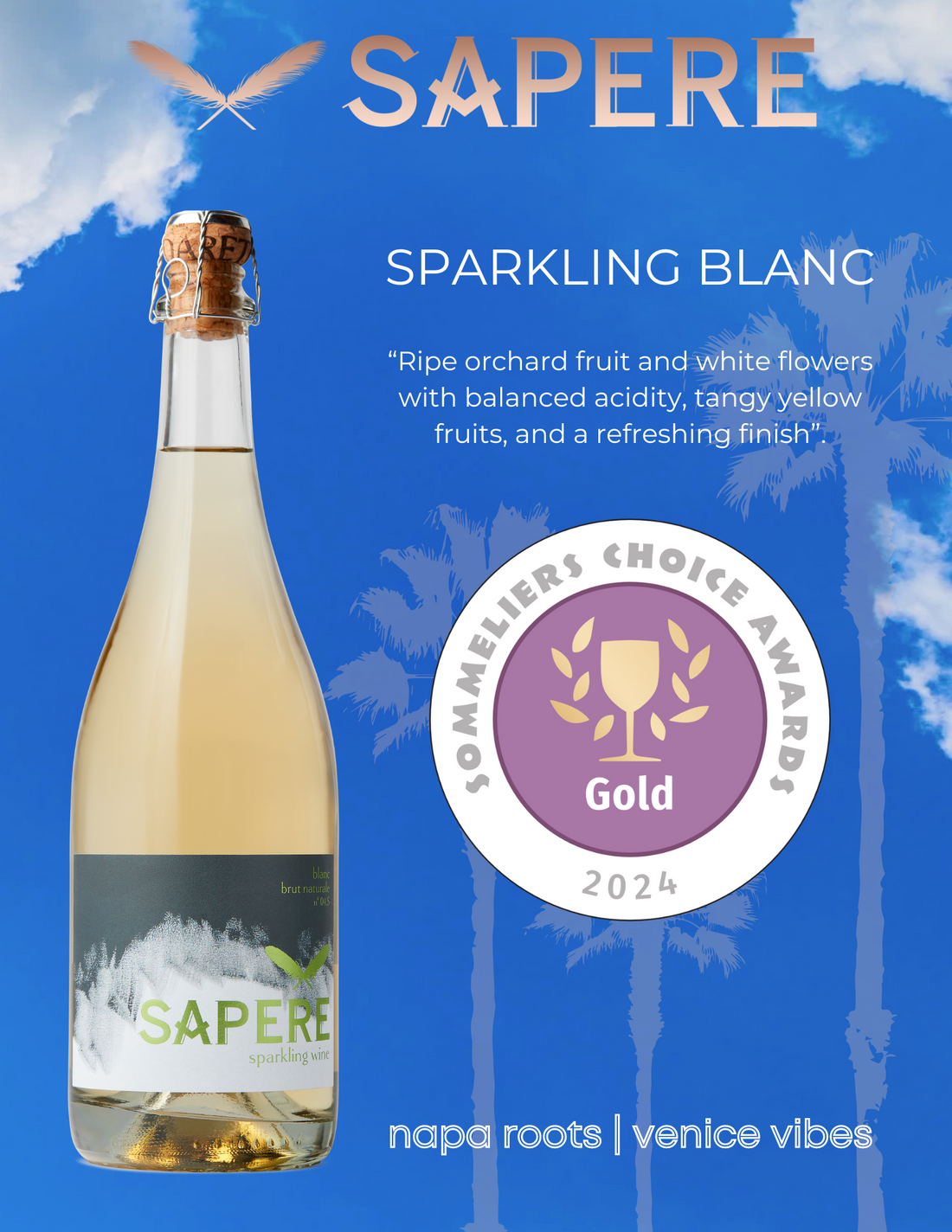 Sapere Saprkling Blanc Gold winner -Sommeliers Choice Awards 